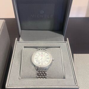 Michele Silver Womem’s Watch Diamond Bezel